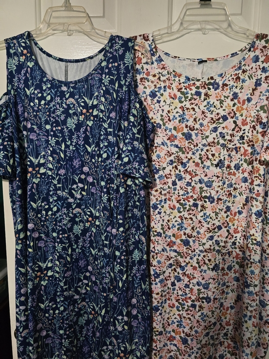 SHEIN Dresses & Skirts - SHEIN Navy Floral Cold-Shoulder Dress & SHEIN White Multi Floral Dress
